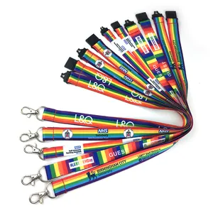 wholesale custom rainbow lanyard keychain