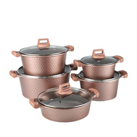 Ensemble de casseroles et poêles antiadhésives en aluminium et granit pour cuisine domestique, compatible gaz et induction