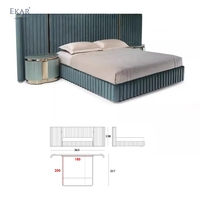 Nouveau design Lit de luxe King Size en or champagne-Lit design moderne avec tête de lit grand écran
