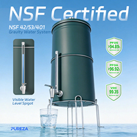 Système de filtration d'eau par gravité PUREZA NSF 42/53 en acier inoxydable 304 avec filtre à charbon, système d'eau par gravité de 2,5/2,9 gallons