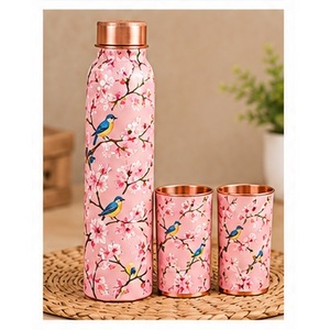 Juego de Botella de Agua de Cobre con Diseño de Loro Tropical, con 2 Tazas, de Metal, Ecológico, para Viaje - Product Image 5