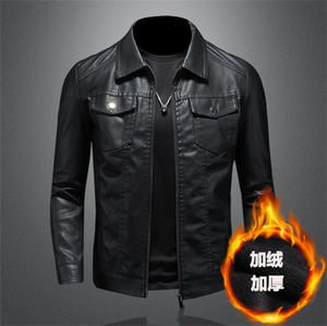 Nuova primavera e autunno inverno versione coreana <span class=keywords><strong>Slim</strong></span>-<span class=keywords><strong>fit</strong></span> tendenza Plus giacca da moto in pile spessa giacca giacca da <span class=keywords><strong>uomo</strong></span> in pelle sintetica - Product Image 3