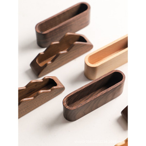 Porte-cartes de visite créatif en bois de noyer noir, support de cartes de visite en bois pour réception de bureau, présentoir de cartes de visite de table - Product Image 2