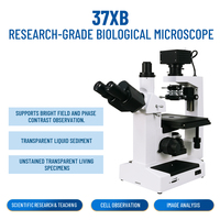 37XB Trinocular Inverted Biological Microscope Manual Focus 40X-400X Research Grade Phase Contrast for Cell Culture Lab