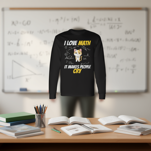 T-shirt à manches longues « J'aime les mathématiques, ça fait pleurer les gens » pour professeur de mathématiques, design de génie mathématique - Product Image 3