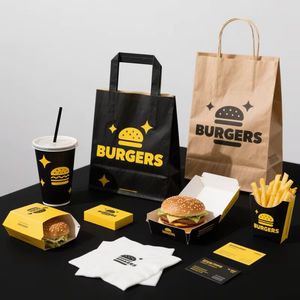 Emballages jetables pour la restauration rapide à emporter, Go Burger, logo personnalisé, écologiques, recyclables, pour poulet frit, avec laminage mat - Product Image 1