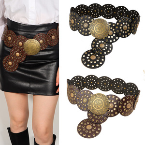 Accessori RW Y2k Grunge da donna esagerata ampia Boho disco con rivetto cintura in pelle Vintage occidentale - Product Image 1