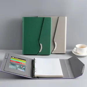 Carpeta de 6 anillas de hojas sueltas personalizada, agenda de cuero PU, cuaderno, carpeta de presupuesto, libro de diario planificador