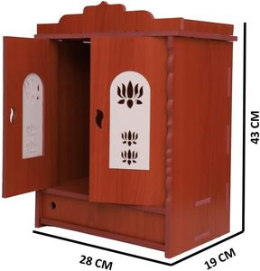 Handmade Customizable MDF Wooden Wall Temple for Home Business Office <strong>Pooja</strong> Mandir with Engraved <strong>Design</strong> and <strong>Doors</strong> - Product Image 2