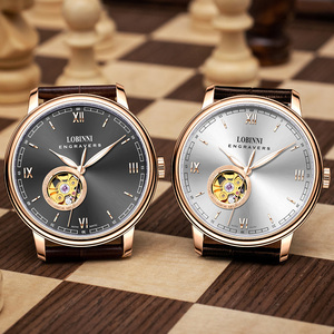 Montre-bracelet squelette automatique pour homme Vacherons LOBINNI, étanche, bracelet en cuir, cadran à aiguilles, grand cadran, Constantins - Product Image 5