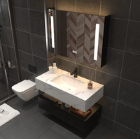 Meuble-lavabo mural moderne et gain de place avec robinet et miroir, vente directe usine