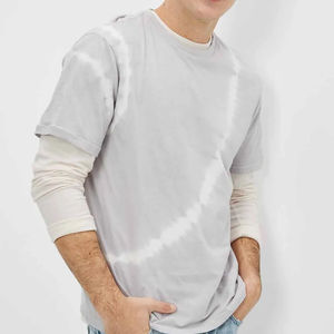 T-shirt Tie-Dye pour homme en pur coton à manches courtes, coupe ample, col haut grande taille, style de couple à la mode - Product Image 6