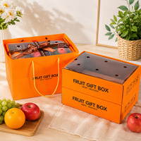 Boîte d'emballage en carton ondulé portable personnalisée pour fruits frais, boîte cadeau pour oranges, raisins, bleuets avec couvercle transparent