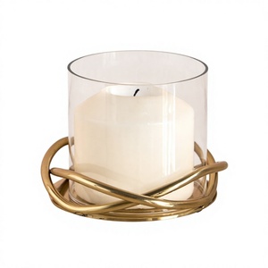 Portavelas de Lujo de Hierro, Metal y Vidrio, Apto para Centros de Mesa de Boda, Decoración de Mesa para Sala de Estar - Product Image 1