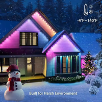 Lumières de Noël LED à points de pixels RVB d'extérieur, 20 m, pour les gouttières, indice de protection IP67, pour application paysagère, installation permanente