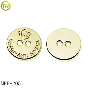 Custom button manufacturer zinc alloy clothing sewing accessory metal name holes buttons for T- shirt