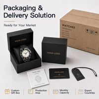 Montre à quartz pour homme, cadran simple, emballage personnalisé, bracelet en acier inoxydable, marque privée, OEM, montre de luxe pour entreprise, montre de mode