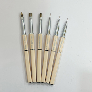 Ensemble de pinceaux à ongles professionnels avec manche métallique, têtes ronde et plate, stylo liner, pour manucure en salon et peinture au gel UV - Product Image 1