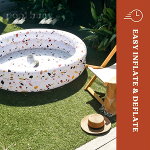 Terrazzo Print Round <b>Inflatable</b> <b>Pool</b> <b>for</b> Adults Kids and Pets Backyard Summer Fun - Product Image 3