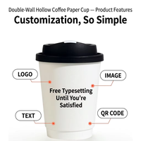Gobelets à café en papier jetables à double paroi Kingze 8oz 10oz 12oz avec couvercle, personnalisables avec logo, noirs, pour café et thé à emporter