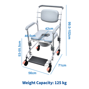 Silla de Inodoro Móvil de Plástico Ligero con Ruedas Bloqueables, Portátil y Ajustable, Capacidad de 125 kg, para Asistencia en Hogares de Ancianos - Product Image 2