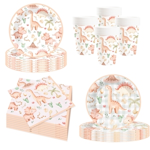 Vajilla Infantil con Diseño de Dinosaurios DAMAI para Fiestas de Cumpleaños, Platos, Servilletas y Vasos de Papel con Estampado de Dinosaurios para Baby Shower - Product Image 4