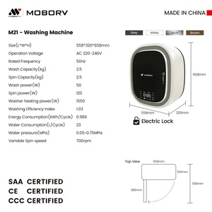 Lavadora Automática de Carga Frontal MOBORV, Mini Lavadora de Pared para Autocaravanas y RV, con Certificación CE - Product Image 4