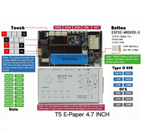 Carte de développement T5-4.7 pouces E-paper ESP32 V3 avec 16 Mo de mémoire FLASH, 8 Mo de PSRAM, module WIFI/Bluetooth pour Arduino