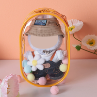 Étui de protection simple pour poupée en vinyle de 18 cm, sac transparent en PVC pour poupée avec fermeture éclair colorée, pochette portable pour poupée en peluche