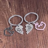 Vente en gros de cadeaux pour la Saint-Valentin Couple Her Buck His Doe Porte-clés personnalisé Porte-clés coeur Amoureux Romantique Je t'aime Porte-clés en métal