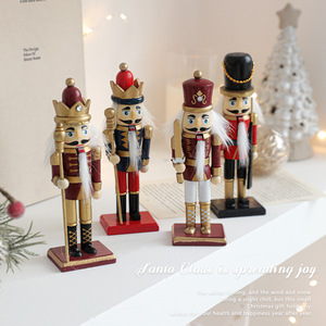Wooden nutcracker soldier figurine, wooden Christmas tree <strong>background</strong> decoration, desktop and bedside table ornament - Product Image 2