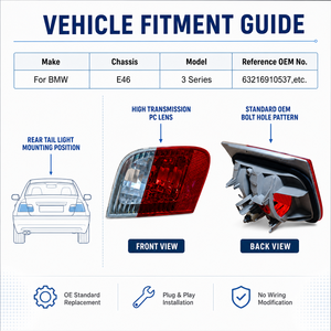 Conjunto de Luz Trasera Interior para <span class=keywords><strong>BMW</strong></span> Serie 3 E46, OE 63216910537, Enchufar y Usar, Ajuste Directo para Tapa de Maletero, <span class=keywords><strong>320i</strong></span> 325i 330i, Homologado - Product Image 3