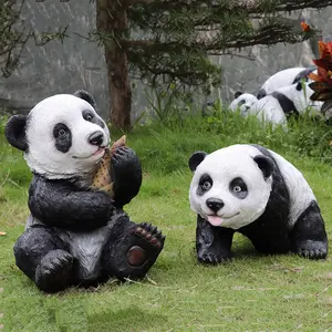 आउटडोर गार्डन जीवन आकार राल शीसे रेशा पशु पांडा मूर्ति मूर्तिकला उद्यान सजावट के लिए