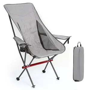 Silla de playa con respaldo alto para acampar al aire libre, sillas de pesca plegables portátiles, silla plegable para acampar, muestra moderna de una pieza en una bolsa