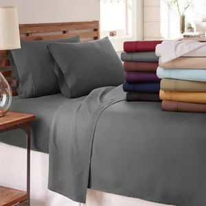 Eco Friendly Bedding Bedsheet Set 300 Tc Fitted Bed Sheets With Elastic Bands Sheet