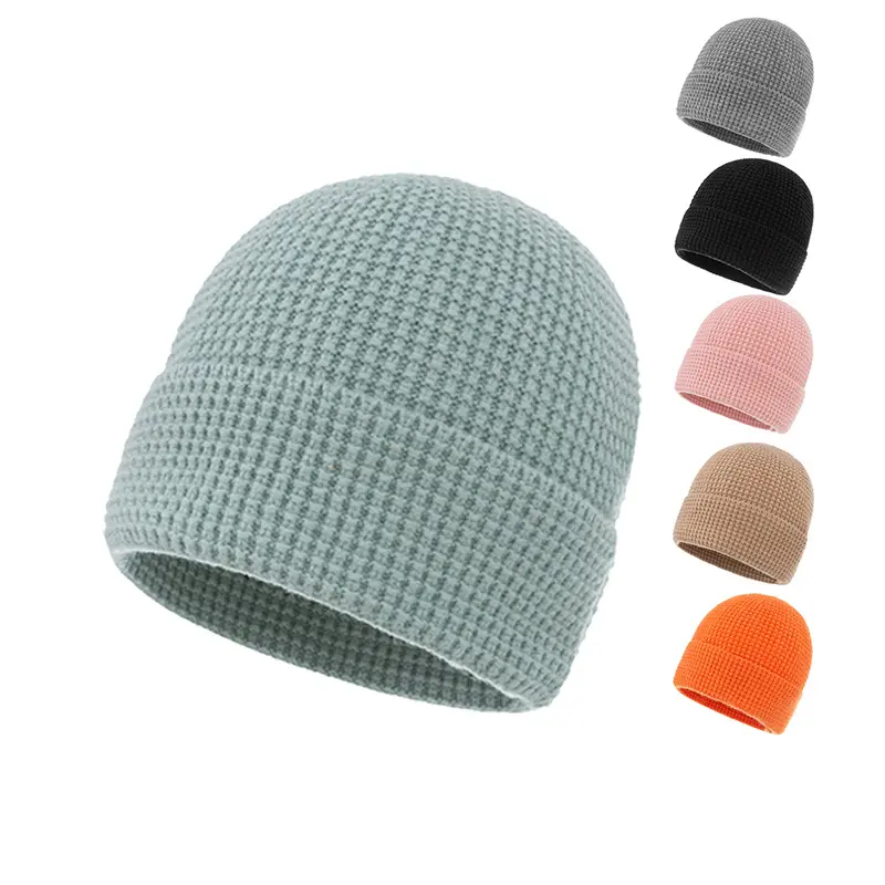 หมวกคลุมศีรษะกันหนาวอะคริลิกสำหรับฤดูหนาว,หมวกกันหนาวลายวาฟเฟิลสามารถใส่ได้ทุกวัน