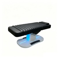 Table de massage de luxe dorée pour salon de beauté, lit de beauté blanc électrique incurvé pour soins du visage et cils avec 3 moteurs