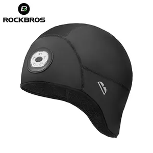 ROCKBROS topi musim dingin hangat, dengan lampu Led topi Beanie uniseks isi ulang daya Usb