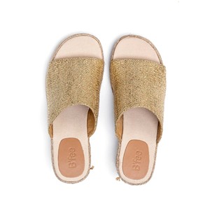 Sandales compensées décontractées pour femmes OEM ODM, Espadrilles, Semelle tressée EVA/Jute, Or, Tige en tissu de jute, Chaussures pour dames, Fabriquées en BD - Product Image 2