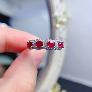 Giá Tốt Đồ Trang Sức Tốt Đá Quý Tự Nhiên Của Ruby 925 Sterling Silver Bạc Tùy Chỉnh Có Thể Điều Chỉnh Sang Trọng Chính Hãng Cưới Của Ruby Nhẫn Thiết lập - Product Image 2
