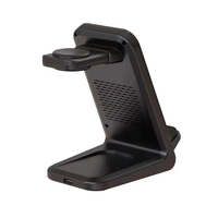3-in-1 draadloze oplader voor iPhone, Samsung Watch en oordopjes, 15W magnetische oplaadstandaard voor bureau en nachtkastje, voordelige snellader