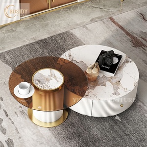 Tavolini da Caffè di Lusso all'Ingrosso <span class=keywords><strong>con</strong></span> <span class=keywords><strong>Piano</strong></span> <span class=keywords><strong>in</strong></span> <span class=keywords><strong>Vetro</strong></span>, Nuovo Design 2022, Set di Tavolini da Caffè Rotondi - Product Image 4