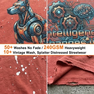 Blanks Custom Acid <b>Wash</b> Distressed Oversized High Quality Tee Street Styles Vintage <b>Wash</b> 240GSM Paint Digital Print T-Shirt Mens - Product Image 2