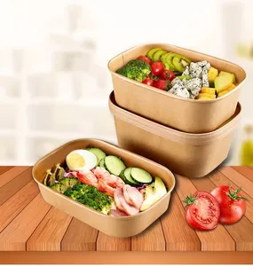 Takeaway thức ăn nhanh túi hộp tùy chỉnh nhà hàng dùng một lần lấy đi để đi bao bì container Kraft ăn trưa hộp giấy