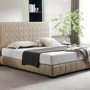 Lit double moderne de luxe de 1 mètre 8 Lit en cuir haut de gamme simple et rembourré pour chambre principale ou mariage en cuir souple - Product Image 1