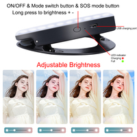 Clip sur Selfie Ring Light 40 lumière LED avec 3 modes d'éclairage luminosité en continu pour iPhone/Android téléphone portable iPad ordinateur portable