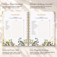 Agenda de mariage personnalisé 2026-2027 avec couverture en papier floral botanique, spirale, dorure à chaud, enveloppe et pochette intérieure