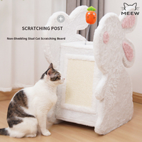 Structure d'escalade pour chat Lapin Blanc Adorable avec tunnel en sisal, nid, jouet à ressort en forme de carotte, mobilier pour chat Lapin de dessin animé