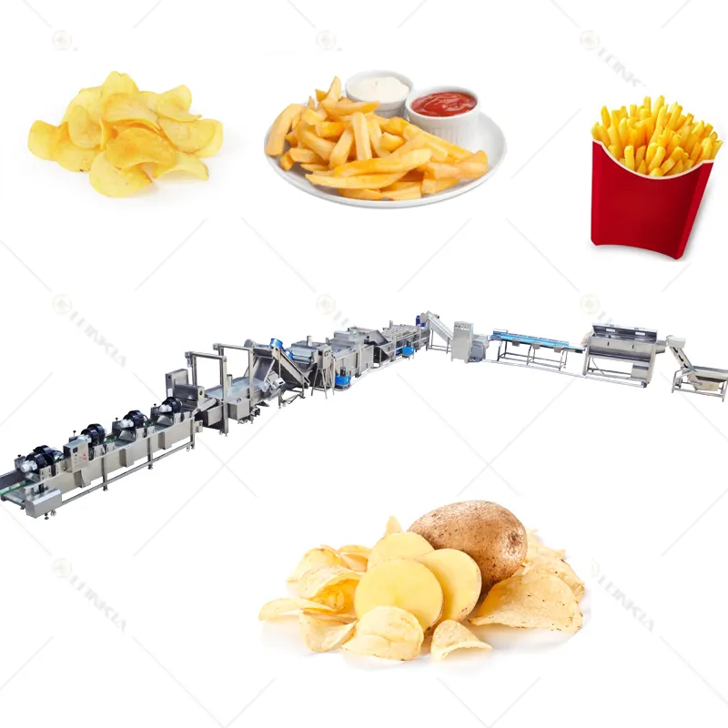 Máquina de batatas fritas industrial crispy, linha de produção automática completa, fritar, batatas fritas congeladas, preço