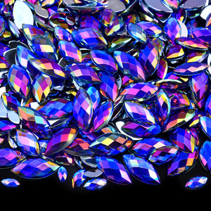 Oleeya hotsale ngựa mắt hình dạng phẳng trở lại 7x15mm Acrylic Marquise đá 9x18mm navette flatback pha lê vải Rhinestone váy - Product Image 3